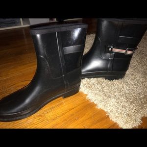 Black rain boots